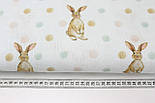 Муслін жатий цифровий друк "Кролики з кольоровим горохом" на білому тлі № МЦ 1-034, фото 7