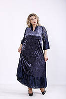 Красива велюрова вільна сукня із гіпюровими вставками, супербатали, від 42 по 74 розмір!