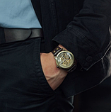 Хороший модний годинник на руку чоловічий зі шкіряним ремінцем з автопідзаводом, фото 6