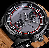 Хороший класичний наручний годинник механічний чоловічий на шкіряному ремінці з автопідзаводом, фото 5