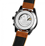 Хороший класичний наручний годинник механічний чоловічий на шкіряному ремінці з автопідзаводом, фото 3