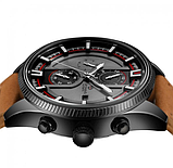 Хороший класичний наручний годинник механічний чоловічий на шкіряному ремінці з автопідзаводом, фото 4