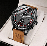 Хороший класичний наручний годинник механічний чоловічий на шкіряному ремінці з автопідзаводом, фото 8