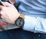 Хороший класичний наручний годинник механічний чоловічий на шкіряному ремінці з автопідзаводом, фото 9