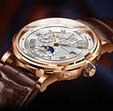 Крутий брендовий чоловічий наручний годинник з японським механізмом на шкіряному ремінці з автопідзаводом, фото 2