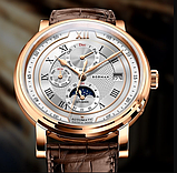 Крутий брендовий чоловічий наручний годинник з японським механізмом на шкіряному ремінці з автопідзаводом, фото 5