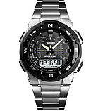 Тактичний срібний наручний кварцовий армійський годинник skmei з металевим ремінцем, фото 5