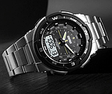 Тактичний срібний наручний кварцовий армійський годинник skmei з металевим ремінцем, фото 3