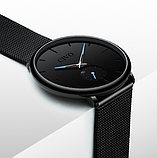 Крутий наручний кварцовий годинник з металевим браслетом з японським механізмом чорний, фото 3