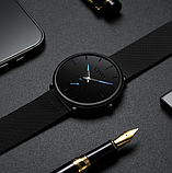Крутий наручний кварцовий годинник з металевим браслетом з японським механізмом чорний, фото 5