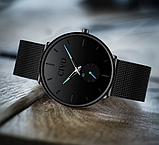Крутий наручний кварцовий годинник з металевим браслетом з японським механізмом чорний, фото 6