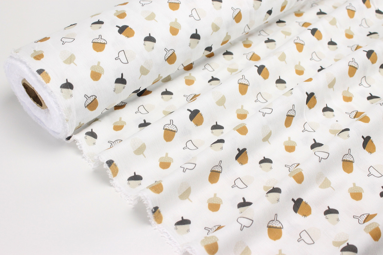 Муслін жатий цифровий друк "Жолуді" № МЦ 1-032, фото 1