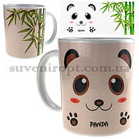 Керамічна чашка чайна Морда панди з бамбуком