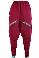 Штаны спортивные мужские с низкой проймой зауженные Бордовый (размеры L, XL)