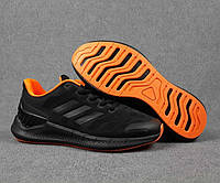 Adidas Ventania черные с оранжевым мужские летние кроссовки текстиль сетка Адидас Вентания