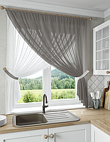 Кухонна тюль арка №207- Графітовий