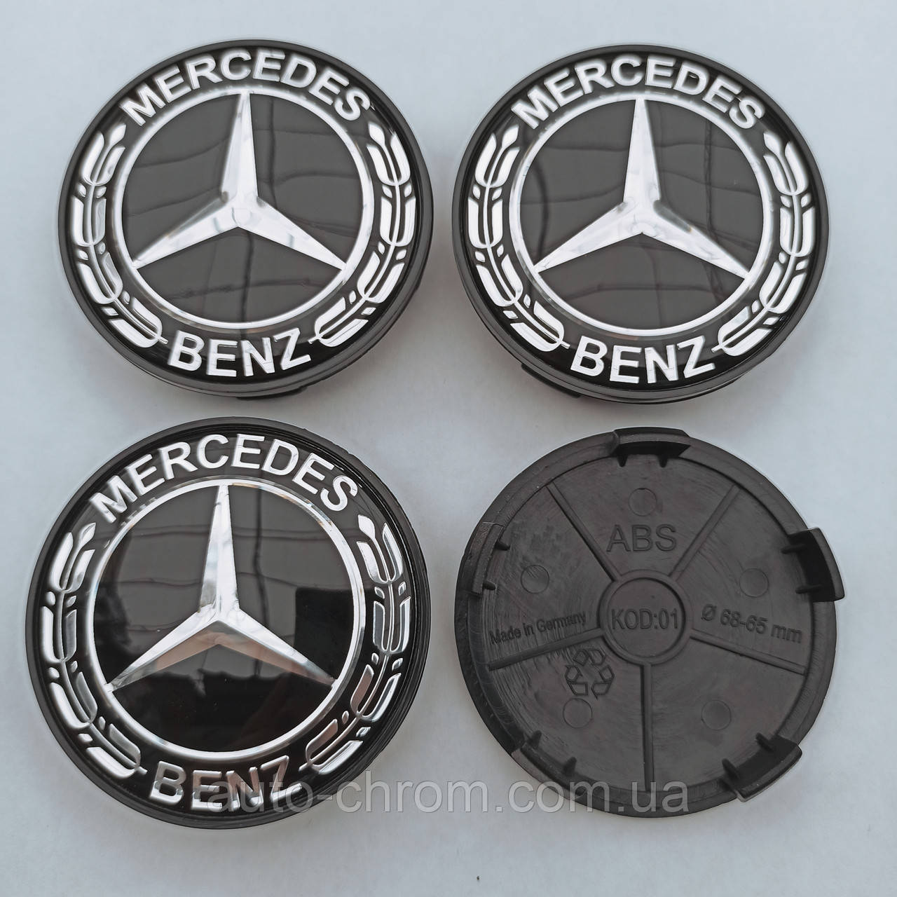 Ковпачки в диск Mercedes Benz 65-68 мм чорні, фото 1