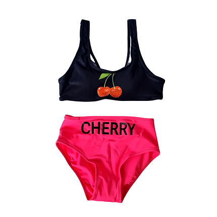 Купальники Малинові Оптом для дівчаток-підлітків Cherry упаковка 5 шт від 8 до 16 років, фото 2