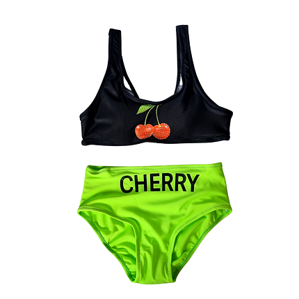 Салатовий Роздільний купальник для підлітка Оптом Cherry упаковка 5 шт від 8 до 16 років, фото 2