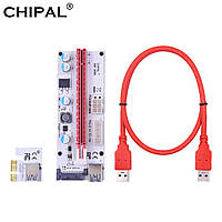 CHIPAL VER008S 3 в 1 PCIE Riser 008s 6pin MOLEX Sata (рейзер, rizer) для видеокарт 008S универсальный