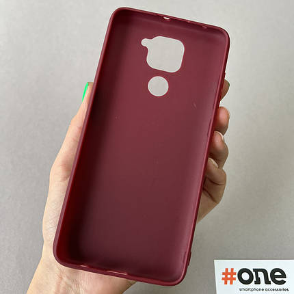 Чохол для Xiaomi Redmi Note 9 кольоровий однотонний чохол на телефон сяомі редмі нот 9 бордовий Plain, фото 3