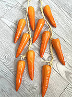 Штучна морква. В'язання моркви. Муляж моркви (5 штук, 60 см), фото 4