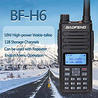 Рация BAOFENG BF-H6 10 Вт  2200MAh  VHF(136-174 МГц) и UHF(400-520 МГц) Радиостанция, фото 2