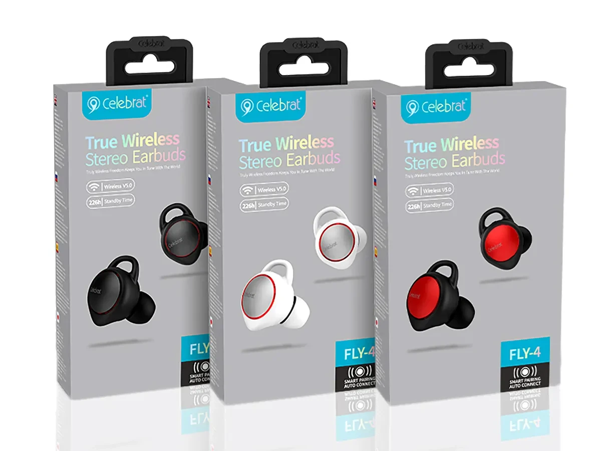 Гарнітура Double з кейсом Bluetooth TWS Celebrat FLY-4 40шт 7762