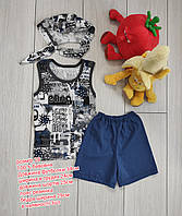 Дитячий костюм комплект для хлопчика трійка 28 р / Комплект для мальчика лето кулир