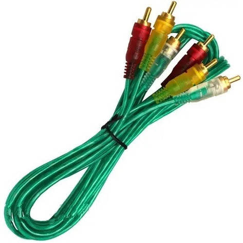 Шнур з'єднувальний 3RCA х 3RCA, прозорий, 1,5 м, фото 1