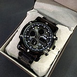 Спортивний годинник металевий чорний з металевим ремінцем із будильником, підсвіткою й секундоміром, фото 5
