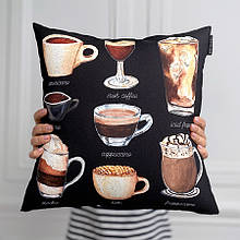 Подушка з принтом габардинова То може на каву? 50x50 см (5P_COF004)