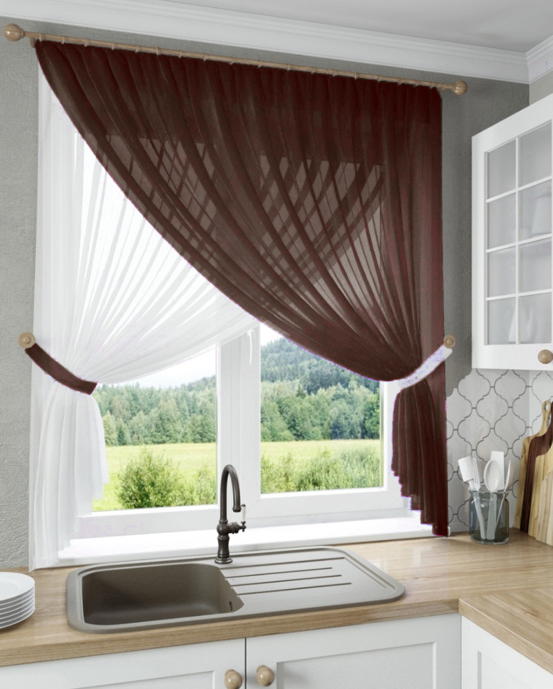 Кухонна тюль арка №204- Темний шоколад - фото 1 - id-p1625279410