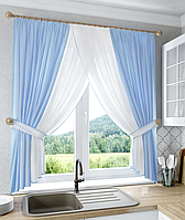 Кухонна тюль арка №111-Блакитний