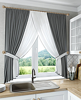 Кухонна тюль арка №1207-Графітовий