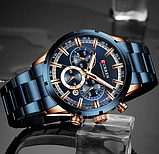 Кварцовий чоловічий наручний класичний годинник стильний з металевим ремінцем з японським механізмом, фото 6