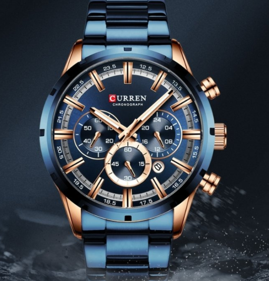 Кварцовий чоловічий наручний класичний годинник стильний з металевим ремінцем з японським механізмом, фото 1