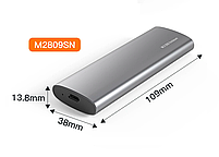 Зовнішня кишеня для M2 SSD NVMe (PCIe) і NGFF (Sata) USB 3.1 Type-C Blueendless 2809SN Original, фото 9