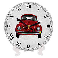 Часы настенные круглые Автомобиль Жук 18 см (CH18_P_15S105)