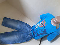 Летний костюм для мальчика джинсовые шорты футболка 110 - 152