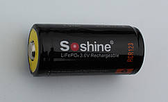 Акумулятор Soshine 600mah 3,0V LiFePO4 RCR 123 (16340) із захистом (Protected)