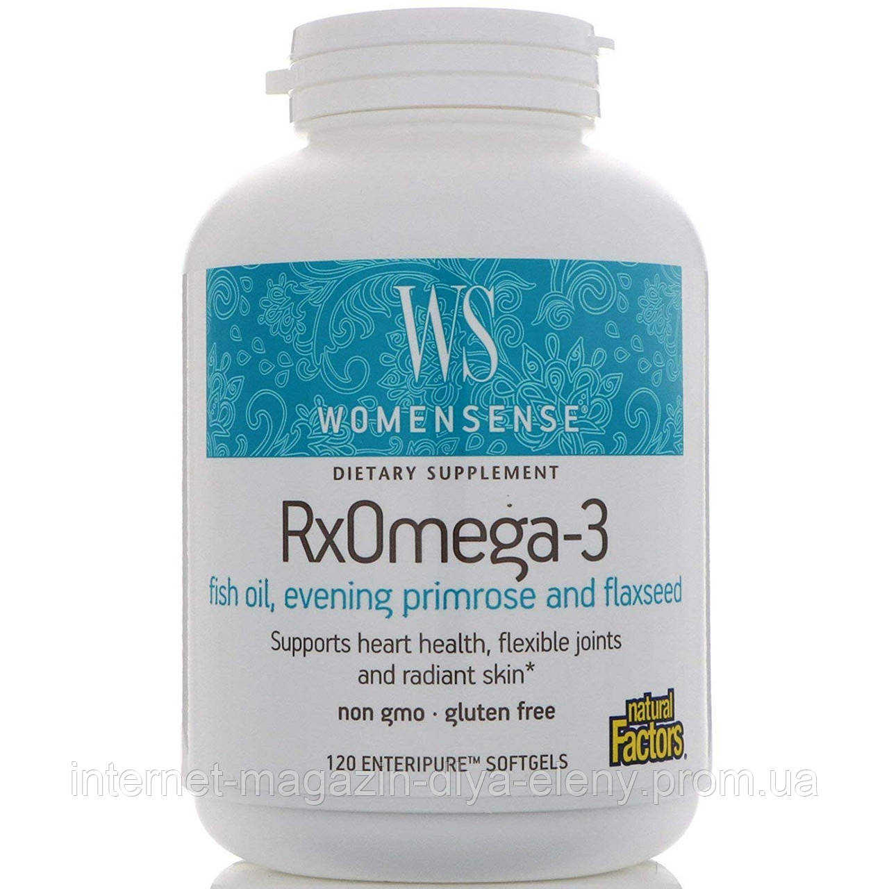 Natural Factors, WomenSense, RxOmega-3, 120 м’яких таблеток Enteripure Natural Factors, WomenSense, RxOmega-3, 120 м’яких таблето