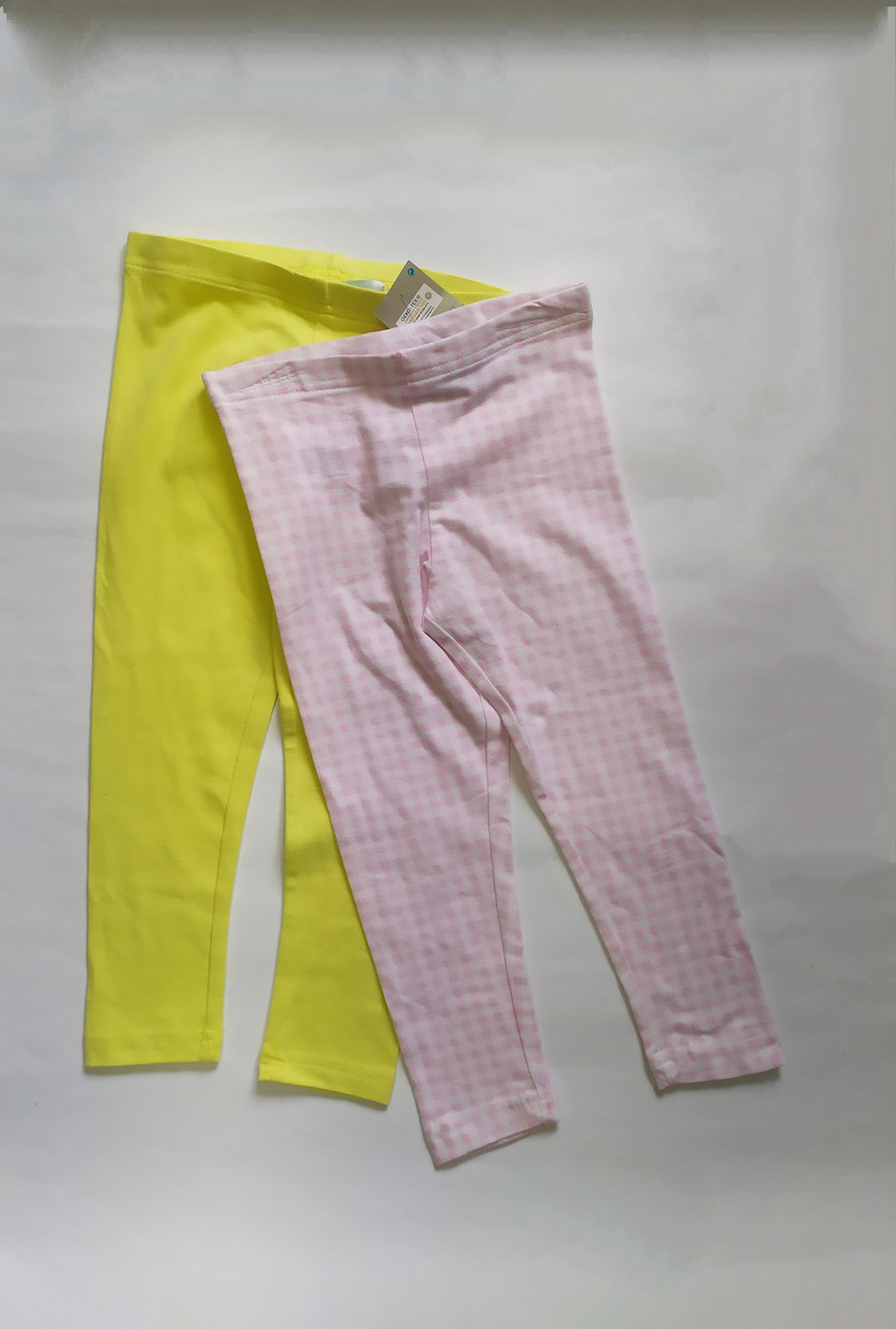 Лосини для дівчинки жовті і рожеві в клітинку Primark 104см, фото 1