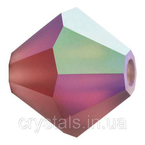 Кришталеві біконуси Preciosa (Чехія) 4 мм Burgundy АВ matt, фото 1