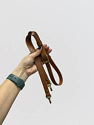 Ремінець сумковий на пряжці (регульований), натуральна шкіра НА ШКІРПІДКЛАДІ прошитий ,з карабінами, 120х1,5см