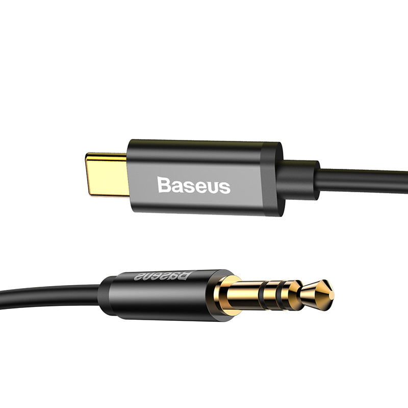 Кабель перехідник Type-C на Mini-Jack 3.5 (AUX) Baseus (1,2 м). Black