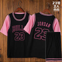 Черно розовая Баскетбольная форма Джордан 23 Чикаго Буллс футболка шорты Jordan Chicago Bulls