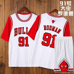 Біла баскетбольна форма Родман 91 Чикаго Буллс комплект Rodman Chicago Bulls