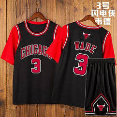 Баскетбольна форма Вейд 3 Чикаго Булс комплект Wade Chicago Bulls чорний