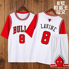 Баскетбольна форма Зак Лавін 8 Чикаго Булс комплект Lavine Chicago Bulls білий